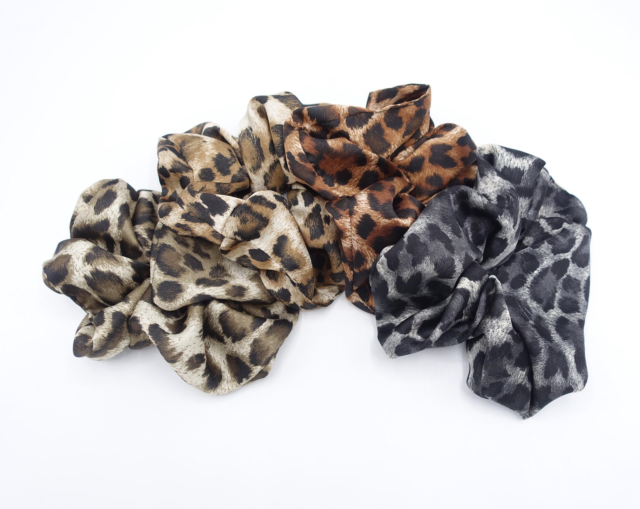 satin leopard scrunchies