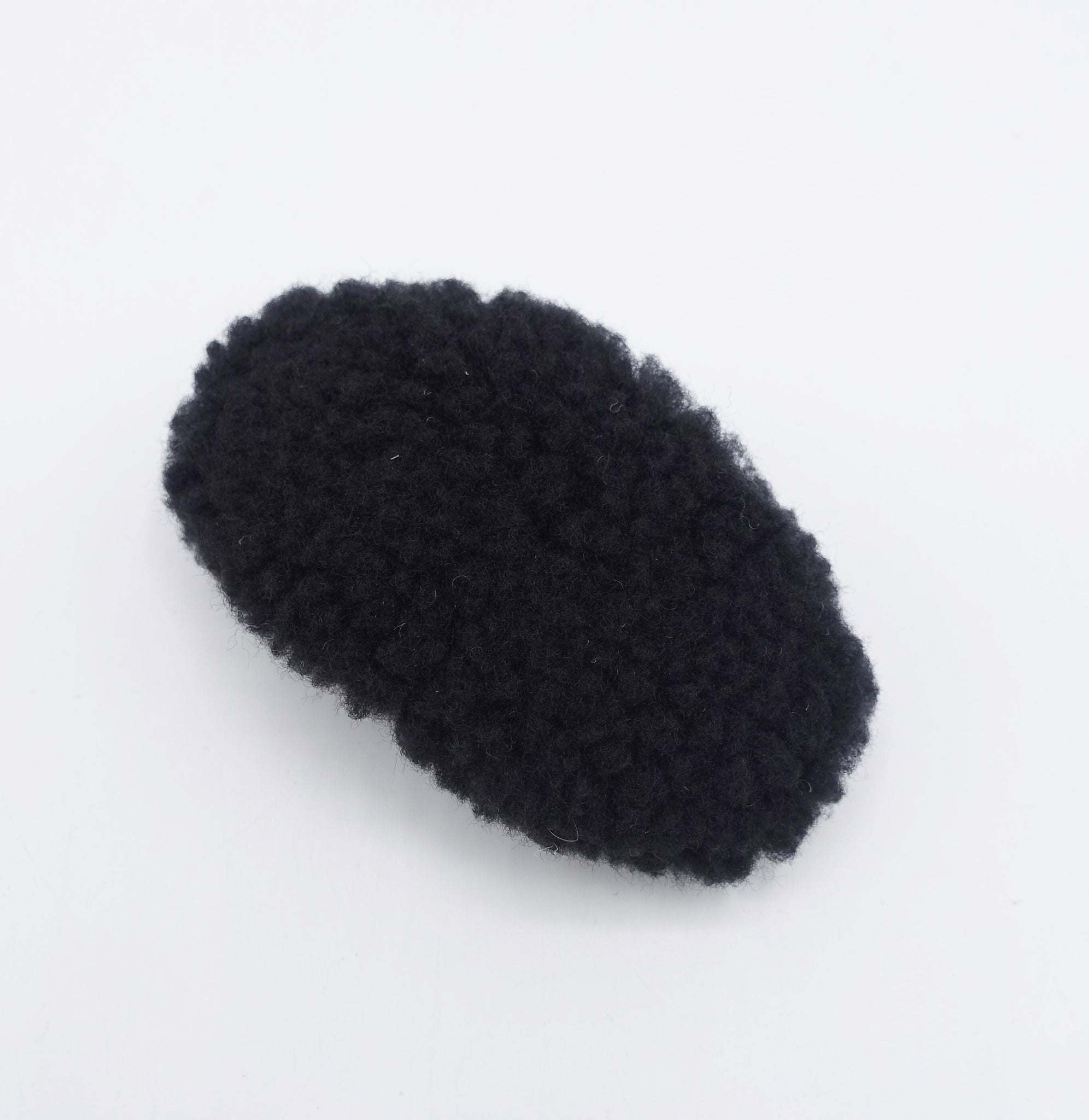 fabric fur barrette, oval barrette, Winter hair barrette