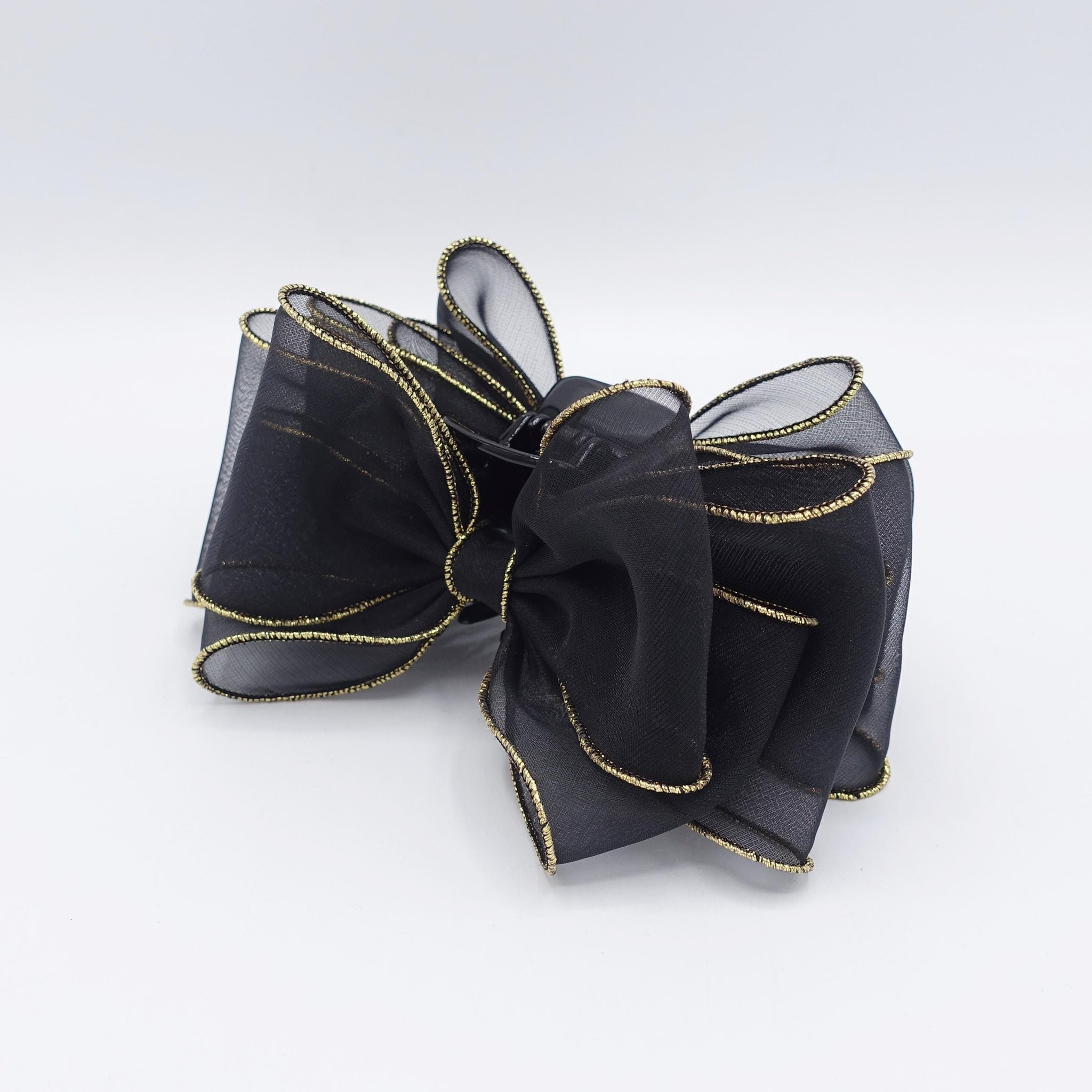 organza bow hair claw, golden edge tirm
