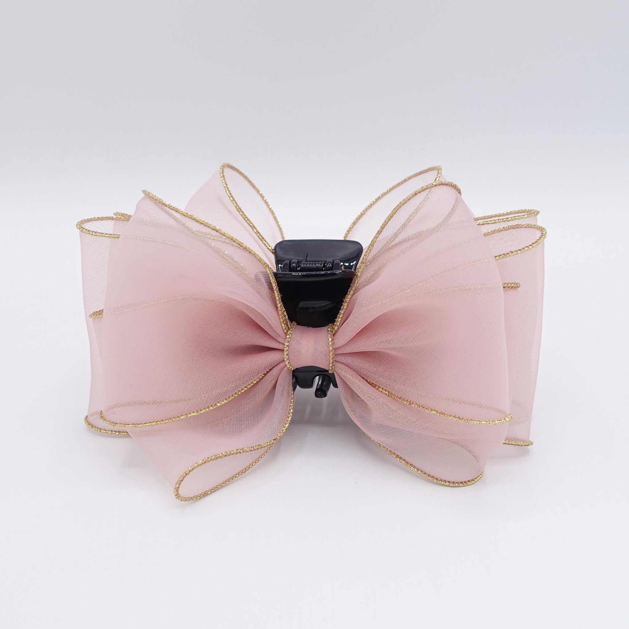 organza bow hair claw, golden edge tirm