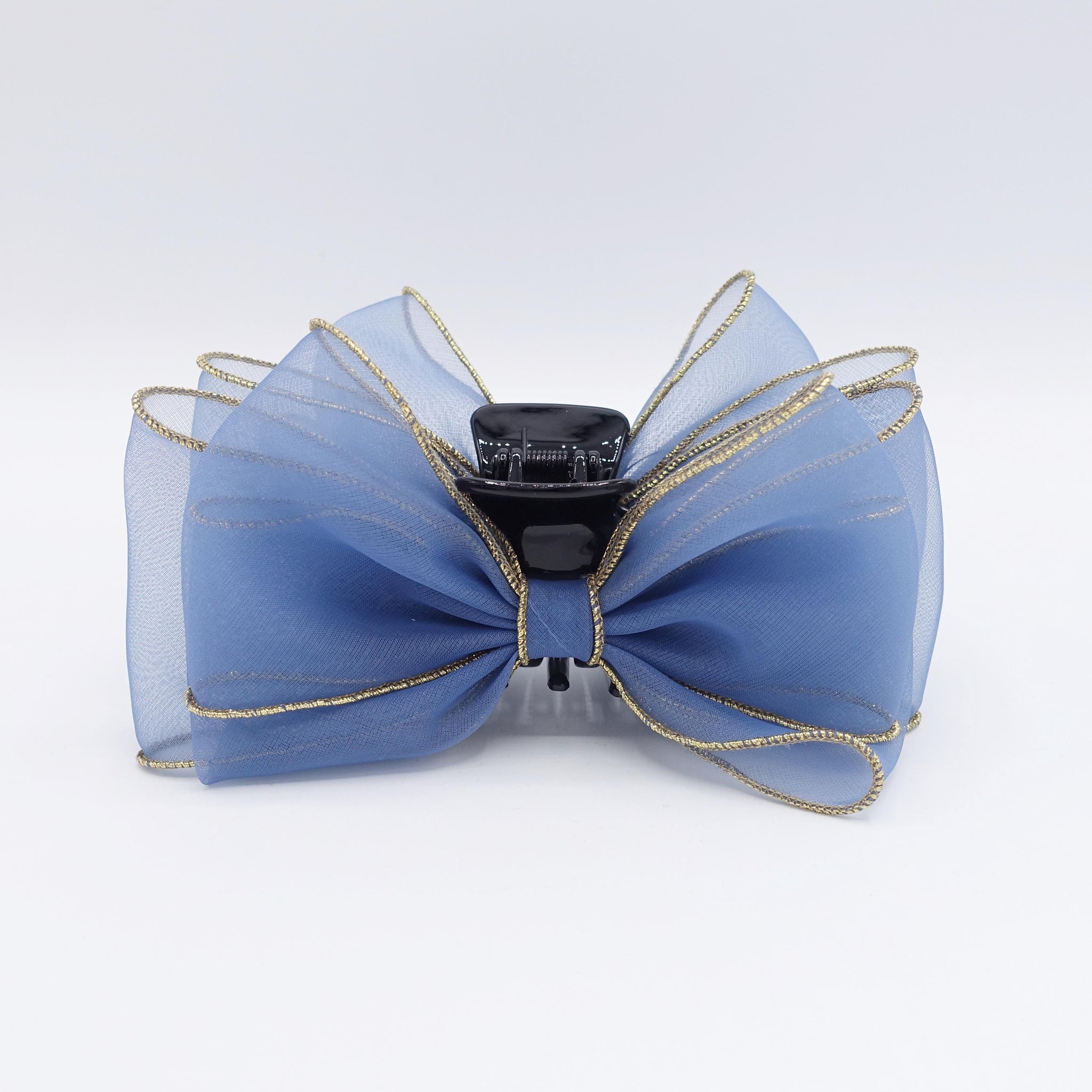 organza bow hair claw, golden edge tirm