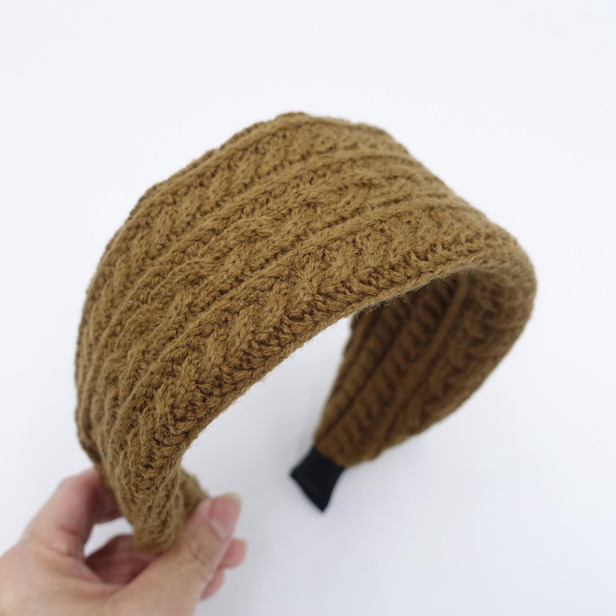 wool knit Headband: cable knit style Winter hair accessory