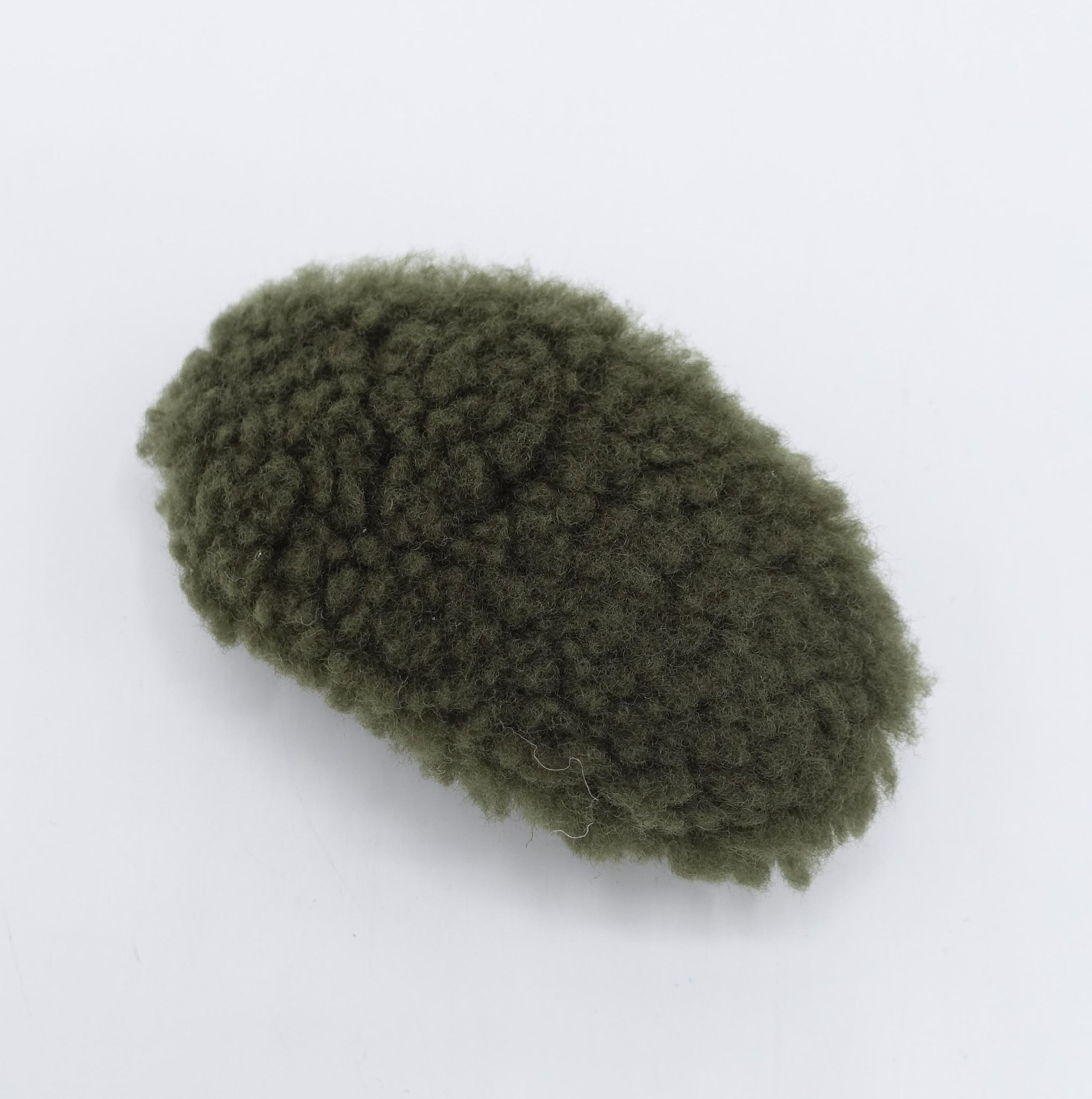 fabric fur barrette, oval barrette, Winter hair barrette