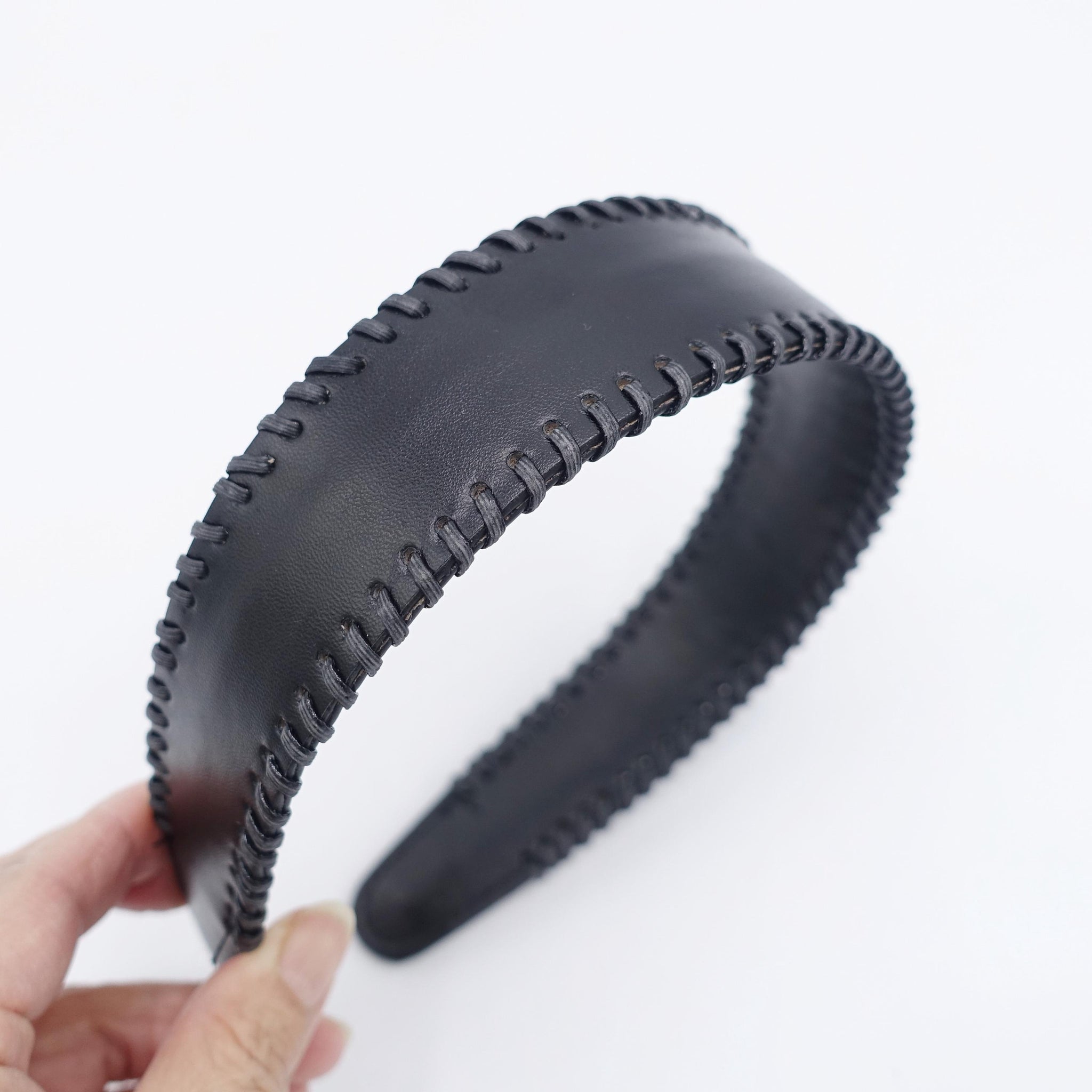 faux leather headband: laced edge hair accessory