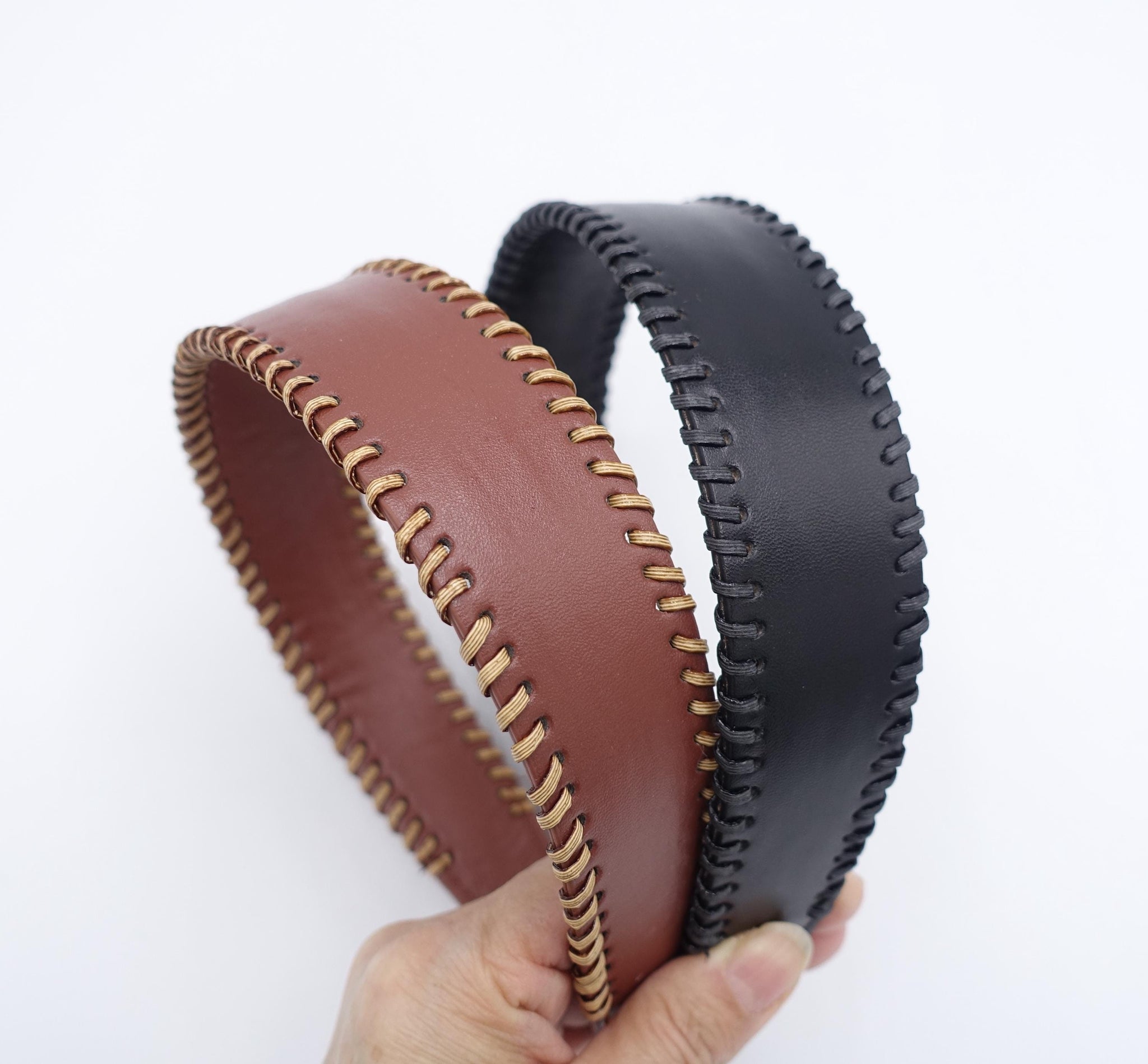 faux leather headband: laced edge hair accessory