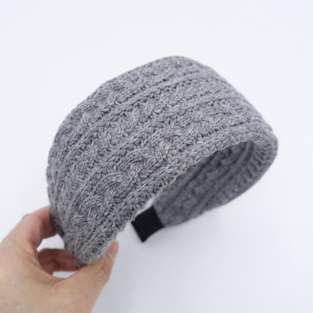 wool knit Headband: cable knit style Winter hair accessory