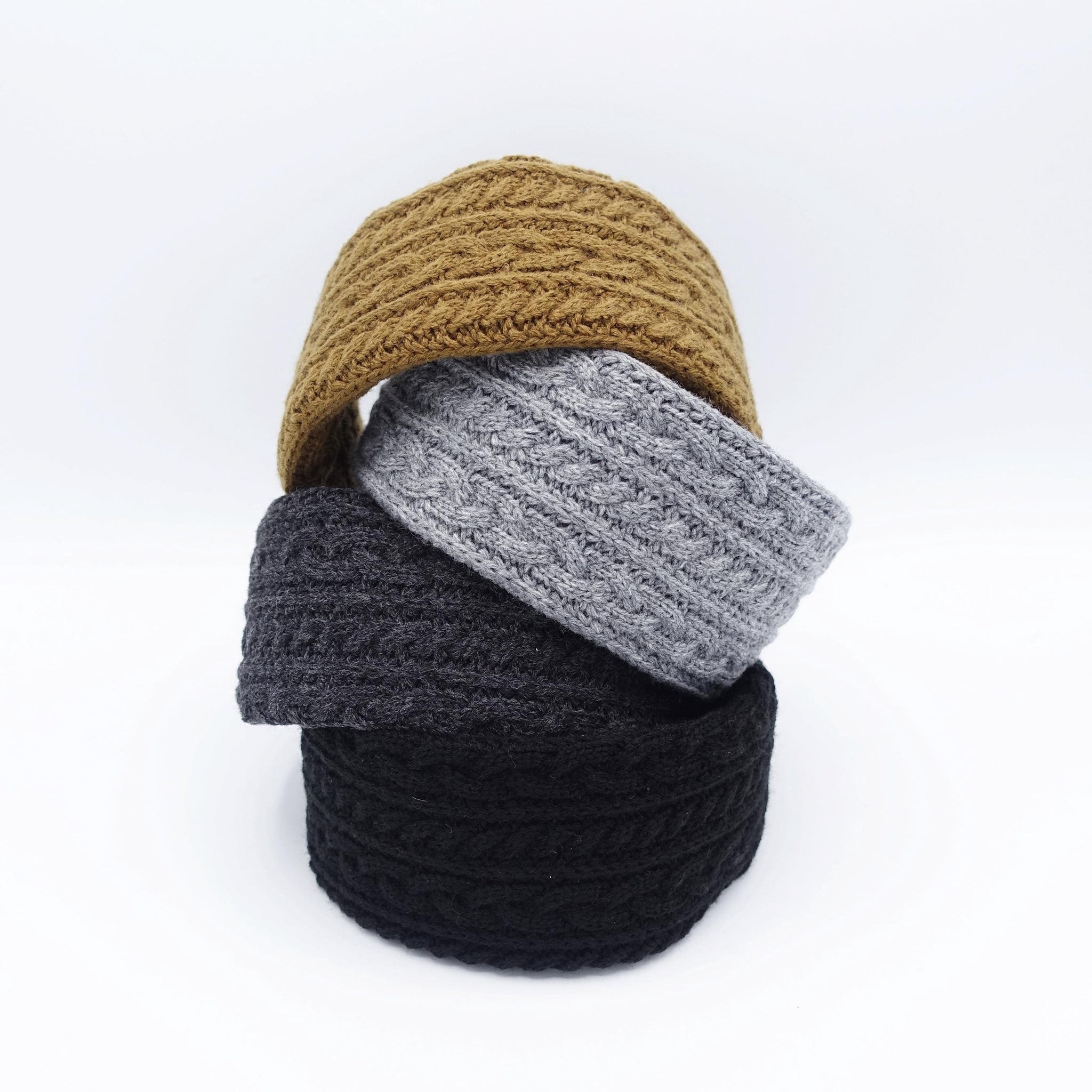 wool knit Headband: cable knit style Winter hair accessory