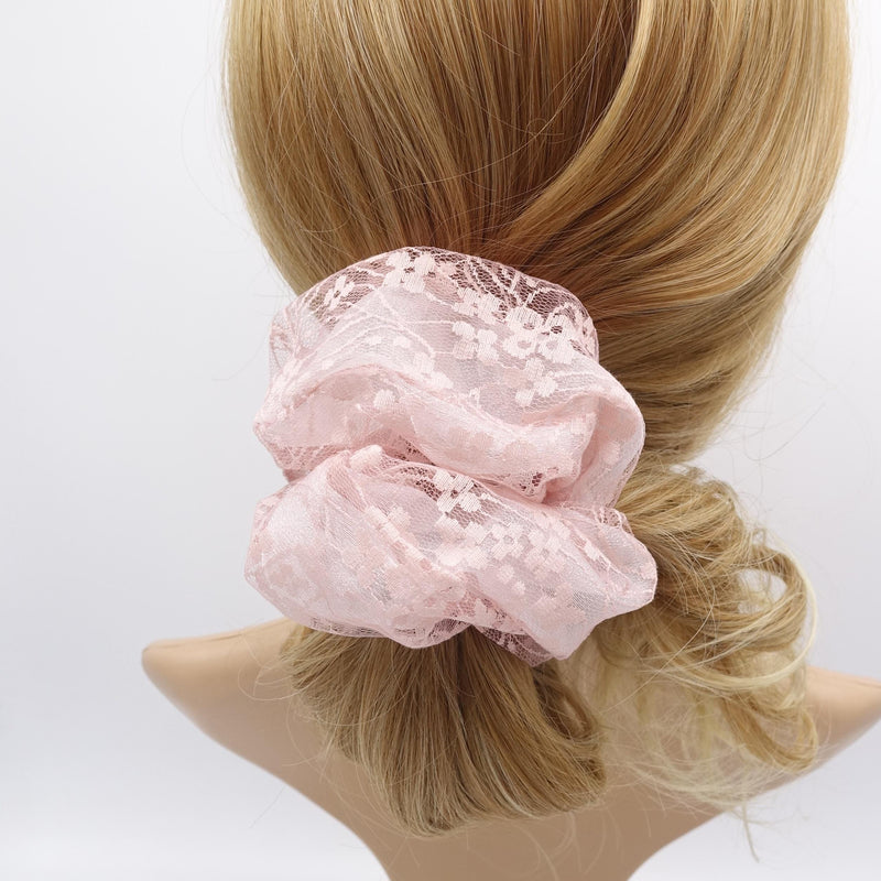 lace scrunchies: floral pattern with organza fabric inside