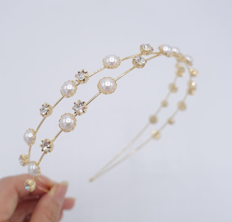 pearl rhinestone headband: bridal hair accessory