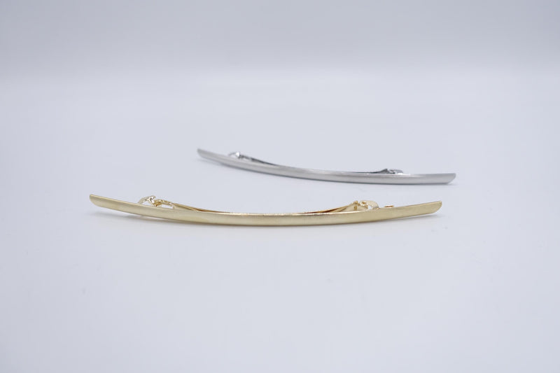 Sleek Metal Hair Barrette, Long Minimalist Hair Clip, Skinny Gold Silver Barrette for Thick Thin Hair, Modern Elegant Hair Accessories