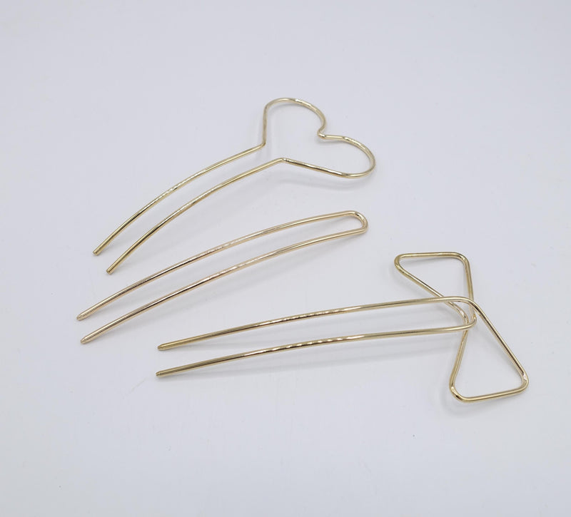 Metal Hair Stick Set, Heart, Ribbon Bow, Minimalist U-Pin, Coquette Hair Fork