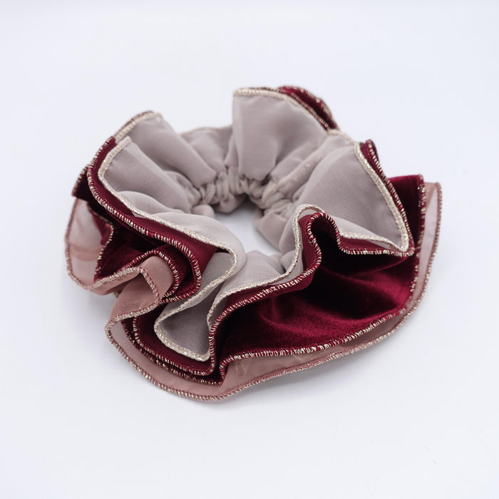 Velvet Chiffon Shimmer Edge Scrunchie