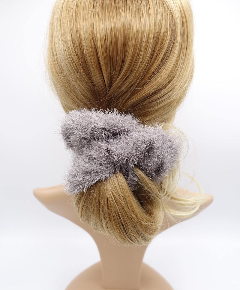 Fuzzy Scrunchie for Women, Fluffy Glitter Hair Scrunchie, Soft Fur Look Hair Tie, Fall Winter Hair Accessory