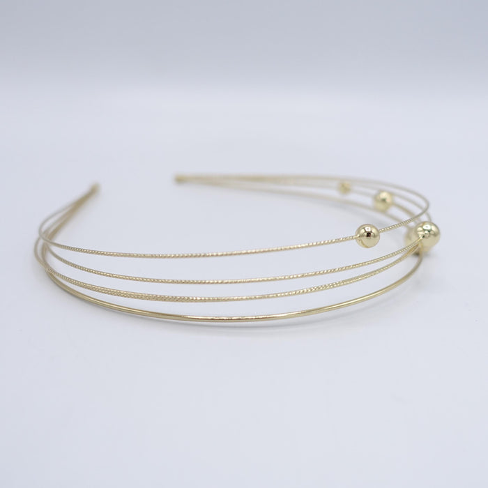 Orbit Ball Multi Strand Metal Headband – Minimalist Gold Hairband