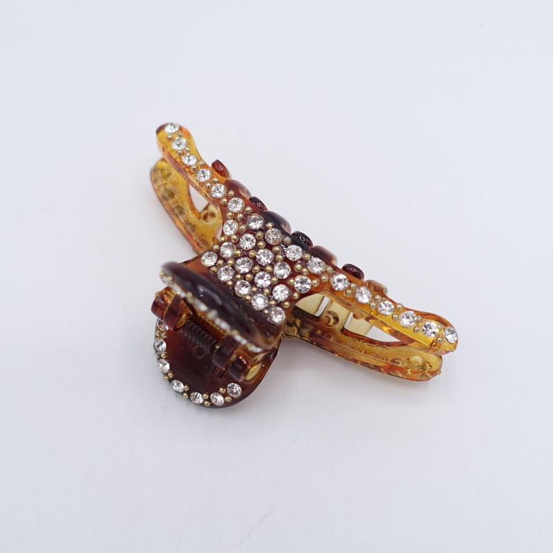 Small Rhinestone Hair Claw Clip for Fine Thin Hair – Quality Crystal Mini Claw, Sparkly Hair Clip for Women
