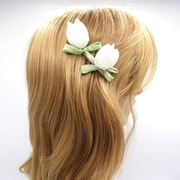 Satin Tulip Hair Comb, Floral Bridal Hair Comb, Pink Blue White Flower Hair Accessory, Romantic Wedding Updo Comb