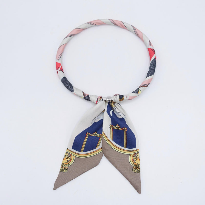 Equestrian Print Scarf Necklace for Women, Horse Tack Twilly Scarf, Statement Neck Scarf, Horse Lover Gift