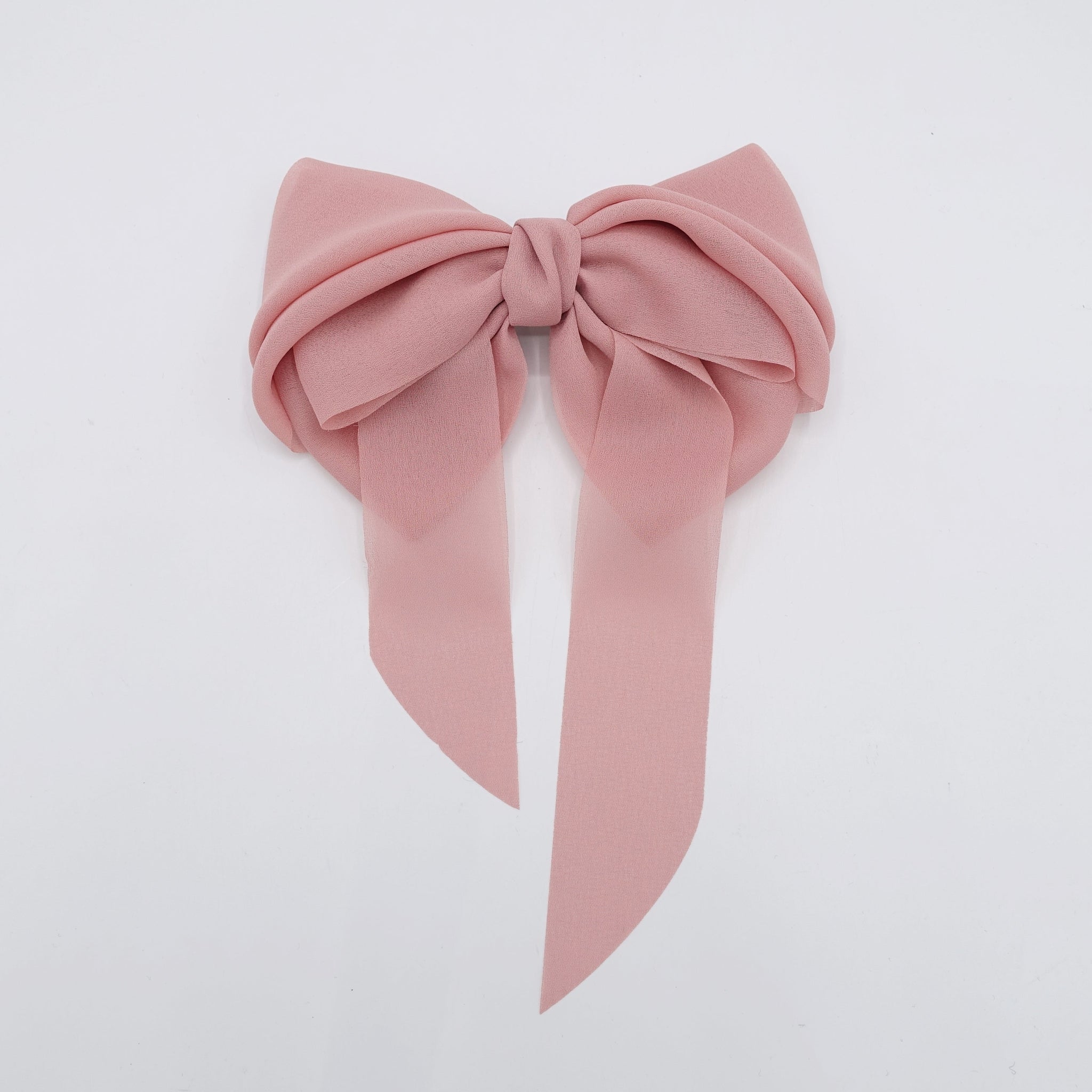 VeryShine Barrettes & Clips Pink chiffon hair bow wing stacked style solid color VeryShine hair accessories for women