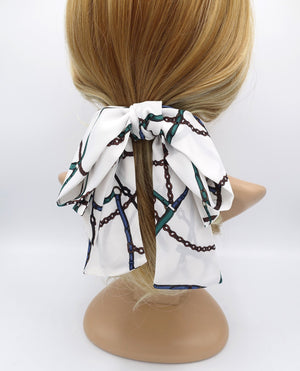 VeryShine claw/banana/barrette chain strap print chiffon hair bow big layered tail bow stylish hair accessory for women