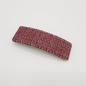 VeryShine claw/banana/barrette Red wine faux straw threaded rectangle hair barrette natural hair accessory