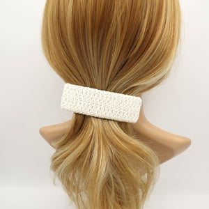 VeryShine claw/banana/barrette White faux straw threaded rectangle hair barrette natural hair accessory