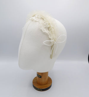 veryshine.com Baby & Kids Cream white tulle floral lace headband for a girl and kid