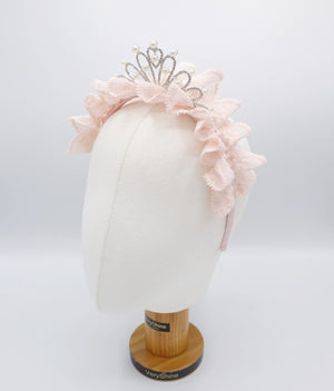 veryshine.com Baby & Kids Pink tiara ruffle lace headband for kids and girls