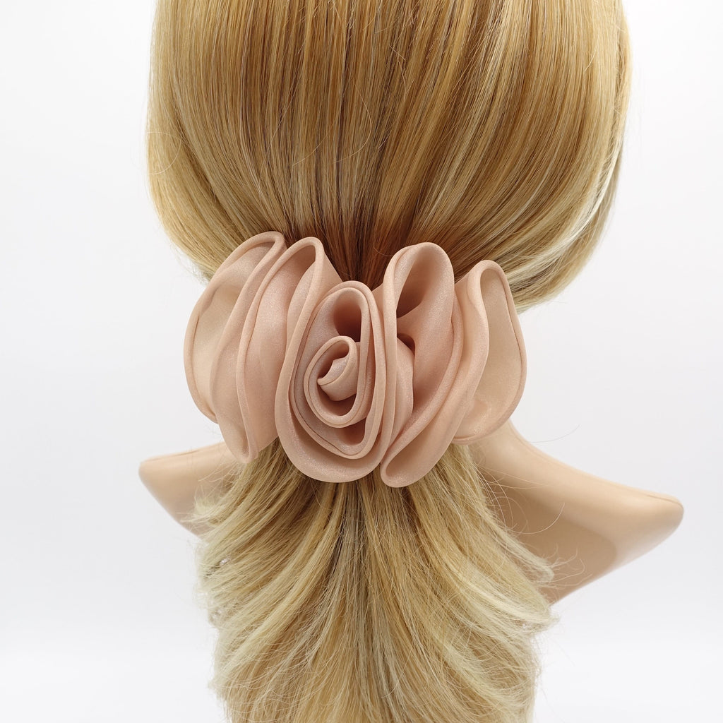veryshine.com Barrette (Bow) Beige handmade organza flower hair barrette