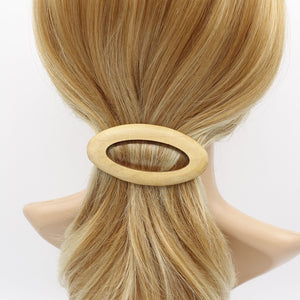 veryshine.com Barrette (Bow) Beige oval wood barrette natural hair accessory for women