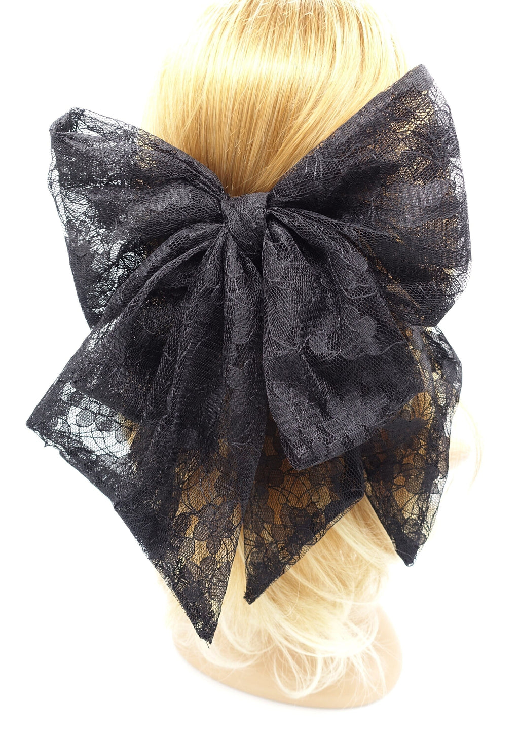 veryshine.com Barrette (Bow) Black giant lace hair bow, bridal hair bow, VeryShine hair bow for women