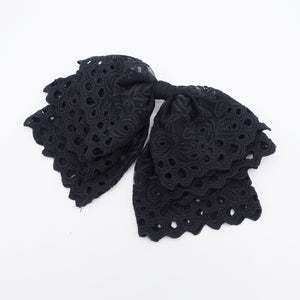 veryshine.com Barrette (Bow) Black lace hair bow, layered hair bow for women