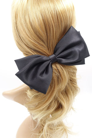 veryshine.com Barrette (Bow) Black large satin hair bow, basic style hair bow for women