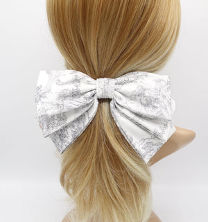 veryshine.com Barrette (Bow) Black satin hair bow, baroque print hair bow, layered hair bow