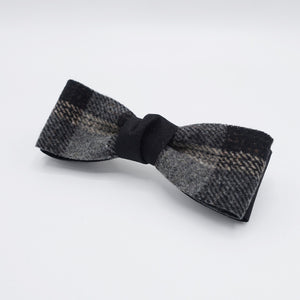 veryshine.com Barrette (Bow) Black woolen hair bow, plaid check bow, Fall Winter hair bow for women