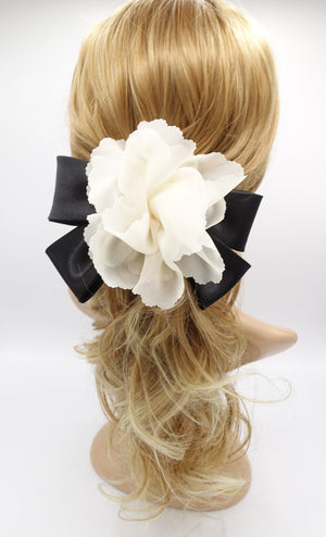 veryshine.com Barrette (Bow) chiffon flower barrette, satin hair bow, flower bow barrette for women
