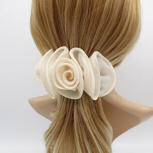 veryshine.com Barrette (Bow) Cream beige handmade organza flower hair barrette