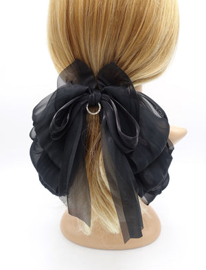 veryshine.com Barrette (Bow) Cream beige organza loop hair bow, drape hair bow, feminine hair accessory for women