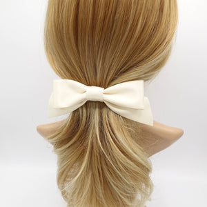 veryshine.com Barrette (Bow) Cream ivory glossy satin layered hair bow basic style for women