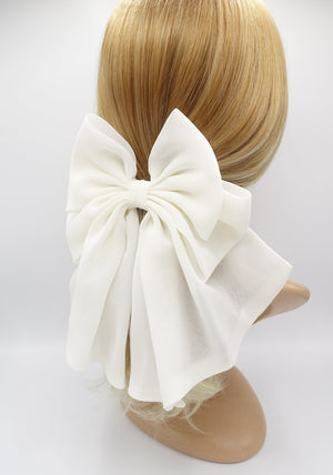 veryshine.com Barrette (Bow) Cream white dress hair bow, suit hair bow, chiffon hair bow, designer hair bow for women