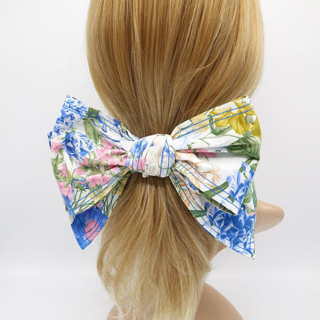 veryshine.com Barrette (Bow) Cream white glam floral hair bow, large floral hair bow, floral hair bows for women
