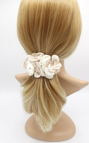 veryshine.com Barrette (Bow) Cream white rose hair barrette, rhinestone flower hair barrette, stamen flower hair barrette for women