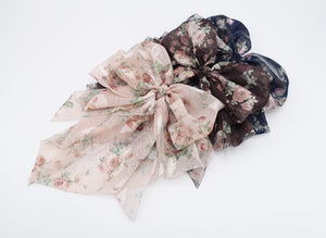 veryshine.com Barrette (Bow) floral hair bow, silk print hair bow, chiffon hair bow for women