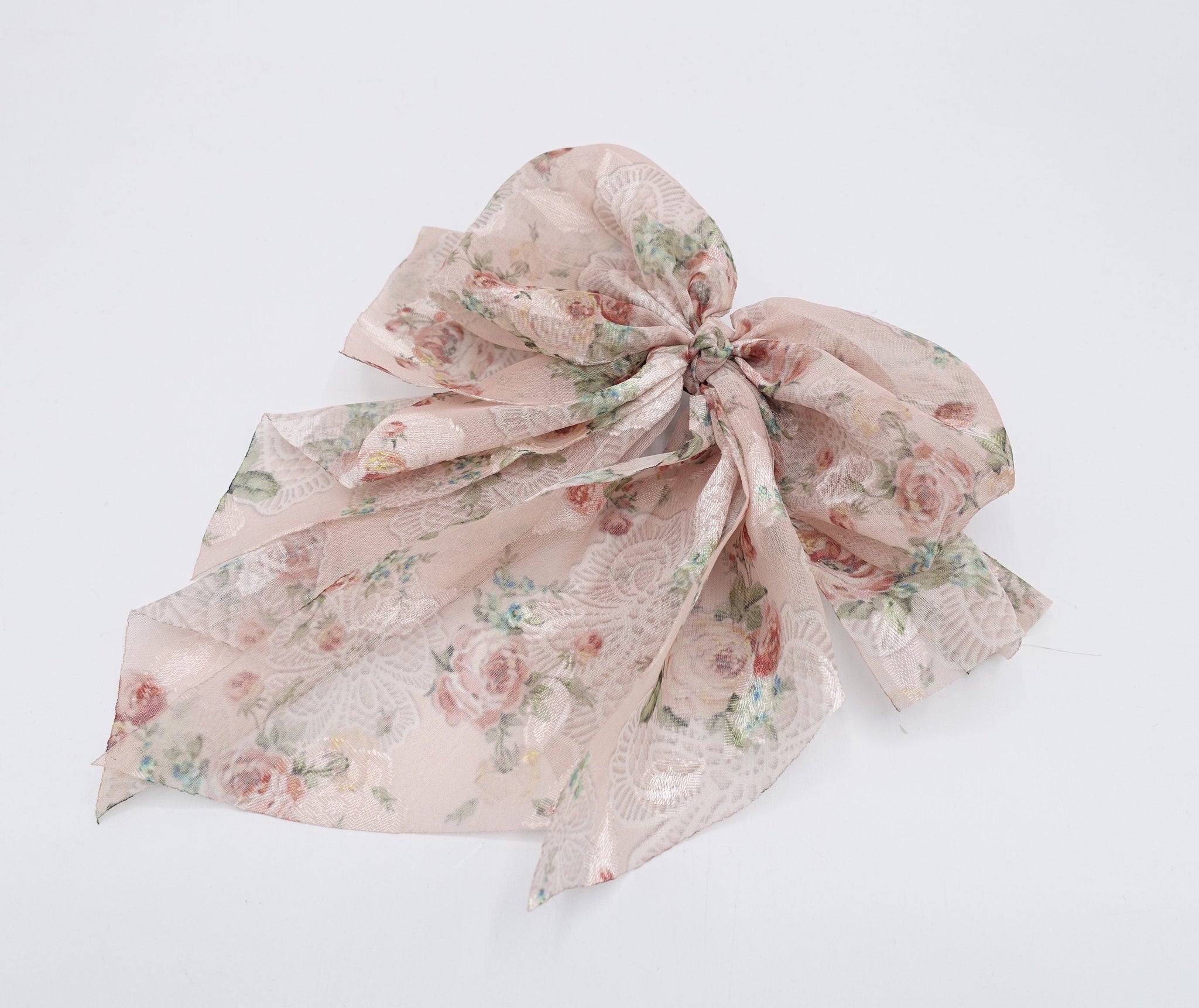 veryshine.com Barrette (Bow) floral hair bow, silk print hair bow, chiffon hair bow for women