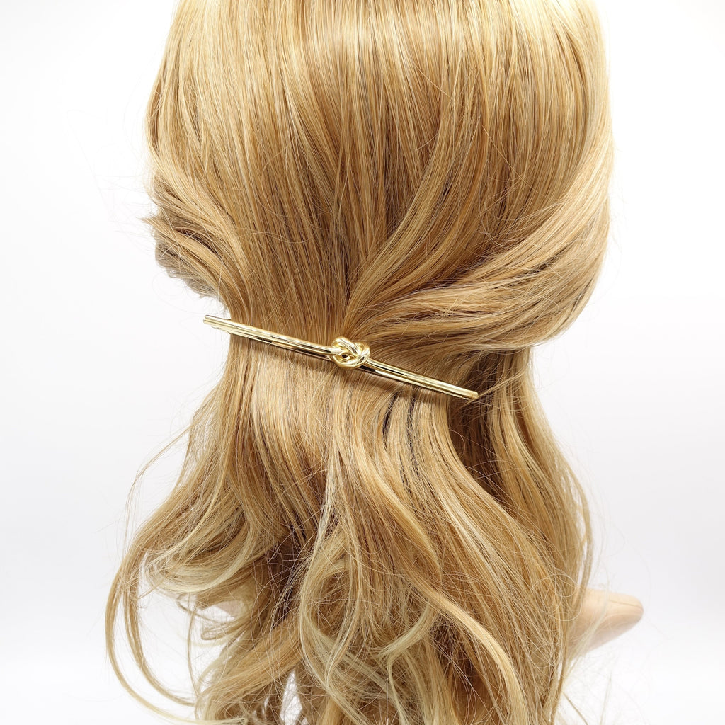 veryshine.com Barrette (Bow) Gold B metal hair barrette, brass hair barrette, metal knot barrette