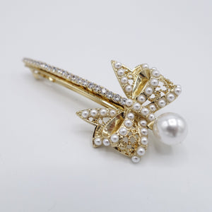 veryshine.com Barrette (Bow) Gold pearl bow hair barrette, cute hair barrette for women