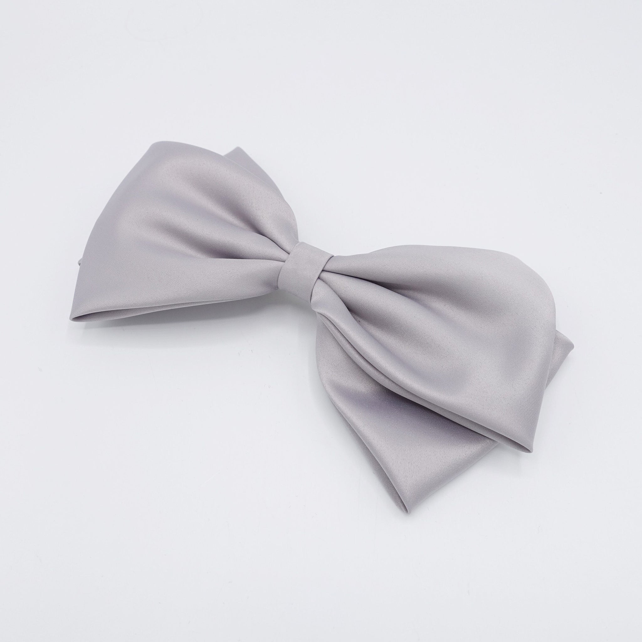 veryshine.com Barrette (Bow) Gray large satin hair bow, basic style hair bow for women