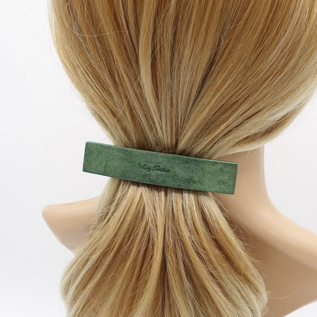 veryshine.com Barrette (Bow) Green leather hair barrette, margot leather barrette, classy hair accessory for women