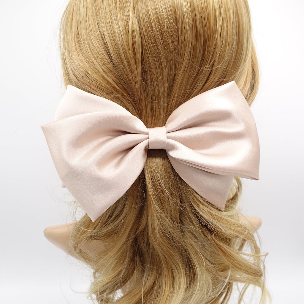 veryshine.com Barrette (Bow) Indi pink large satin hair bow, basic style hair bow for women