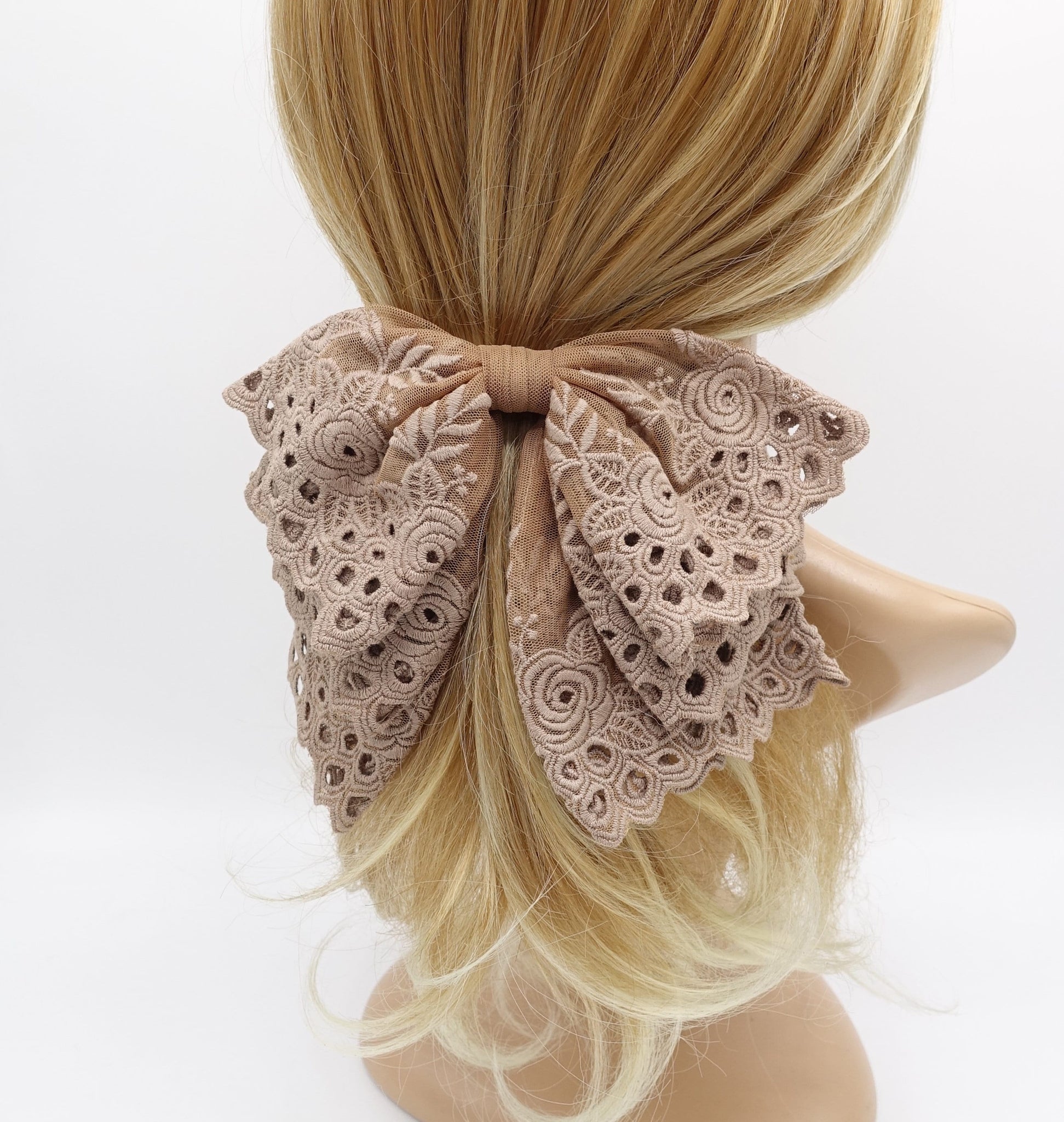 veryshine.com Barrette (Bow) lace hair bow, layered hair bow for women