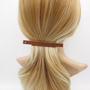 veryshine.com Barrette (Bow) leather hair barrette, narrow leather barrette, rhinestone hair barrette for women